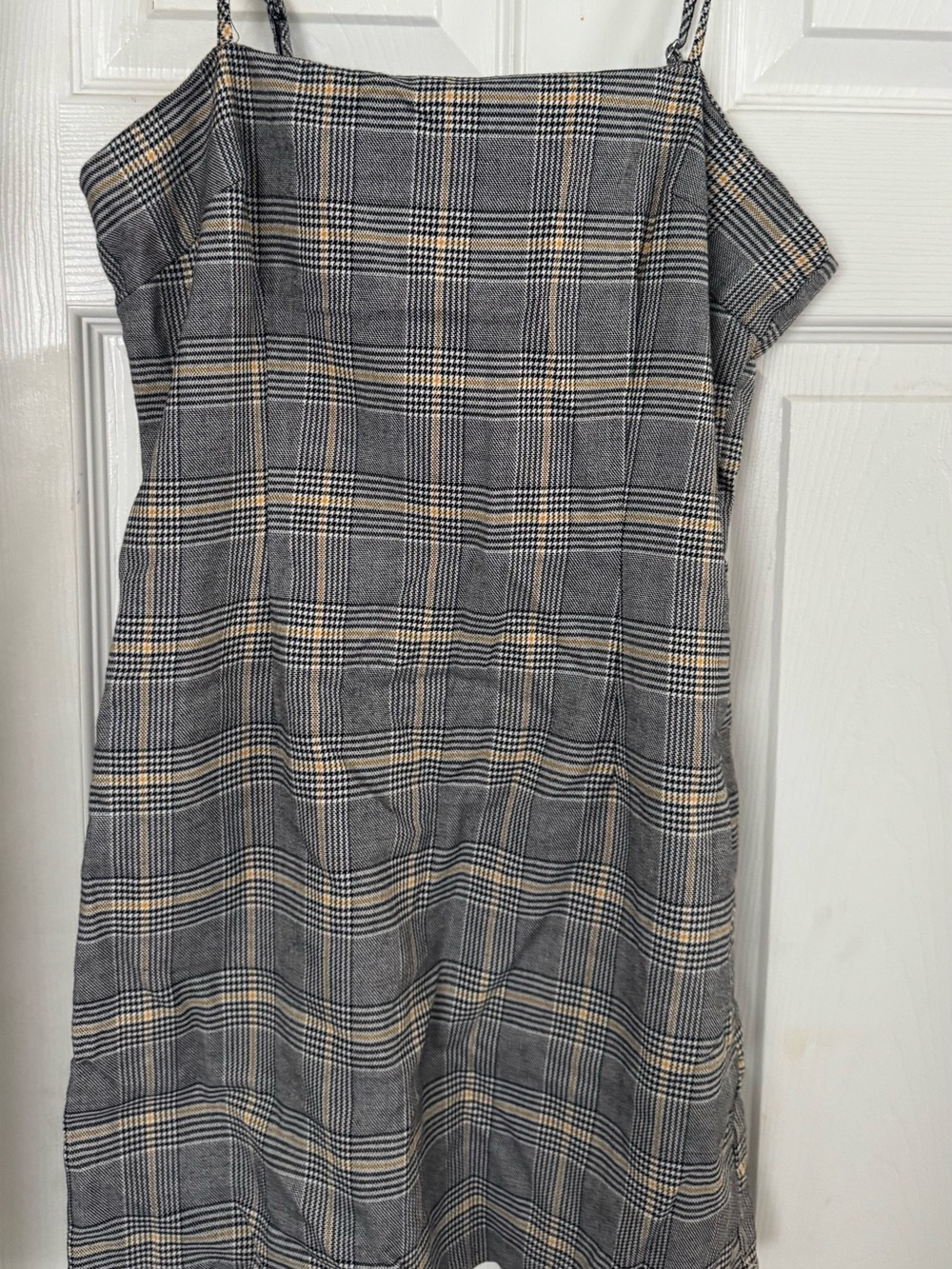 Forever 21 Gray and Cream Plaid Mini Dress with Spaghetti Straps